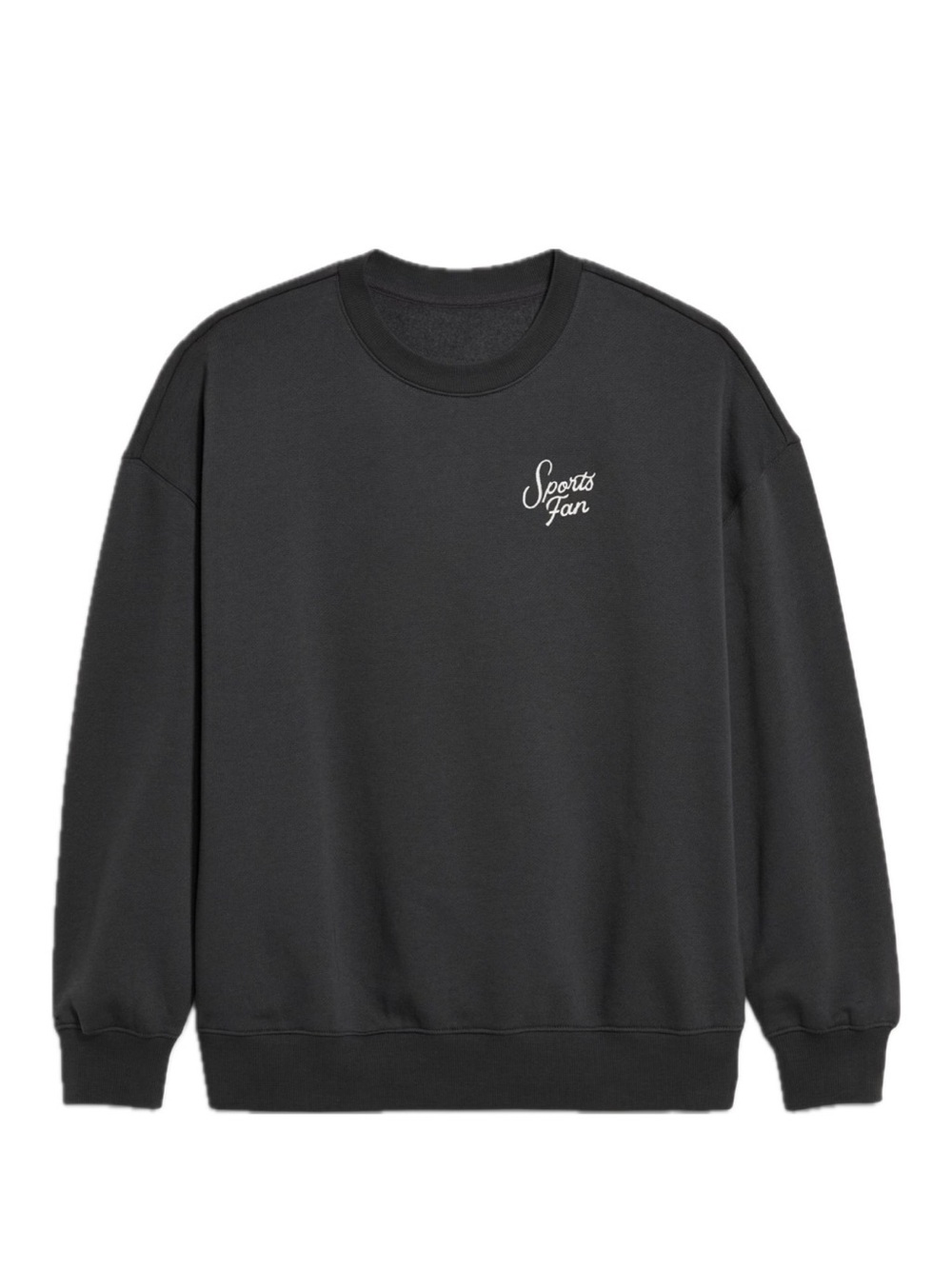 Old Navy Black Crewneck Sweatshirt with White 'Sports Fan' Chest Script 4X